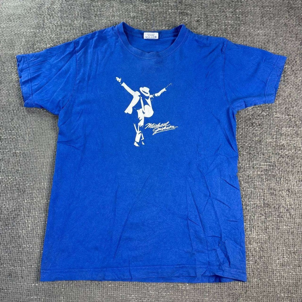 Michael Jackson Graphic T-Shirt Unisex Medium Blue King of Pop MJ Tee